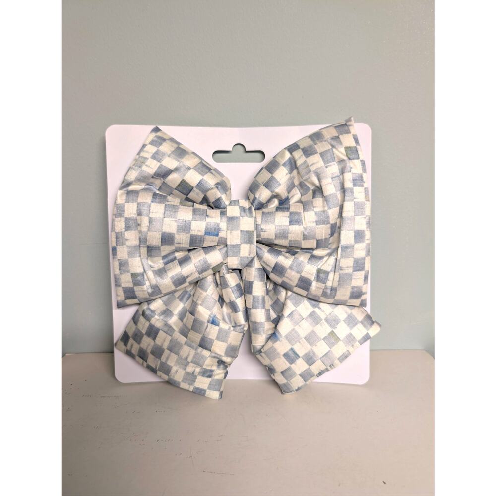 MacKenzie Childs Sterling Check Bow Medium 7 x 11" Silver Gray Weddings Parties